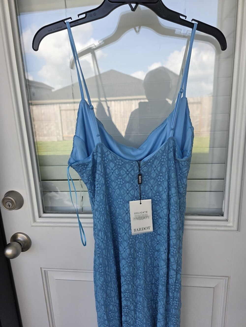 Bardot Blue Lace Slip Dress XXL Midi Spaghetti Strap Delicate Floral Party NWT - Picture 11 of 11